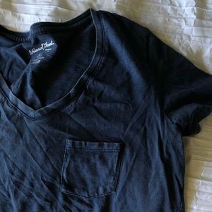 navy blue V neck top